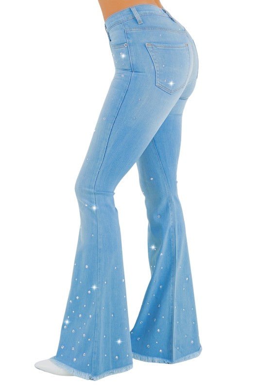 Vegas Glam Bell Bottom Jean in Medium Wash - JUST - JEN BOUTIQUE