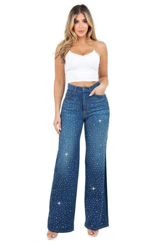Camilla Rhinestone Wide Leg Jean - JUST - JEN BOUTIQUE