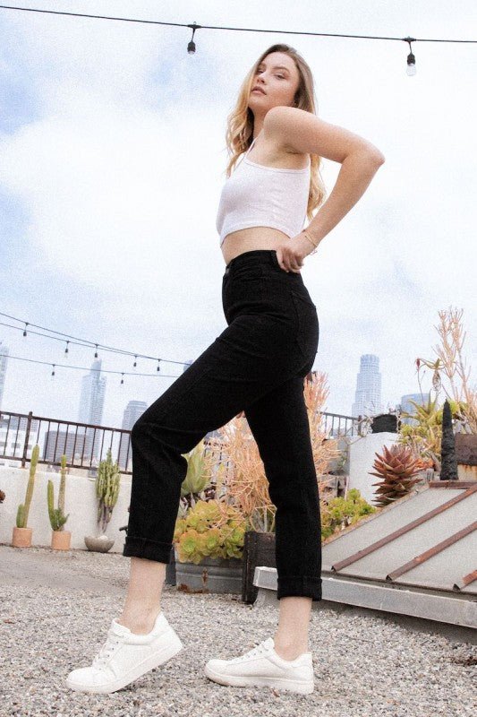 Kristen Mom Jean in Black Denim - JUST - JEN BOUTIQUE