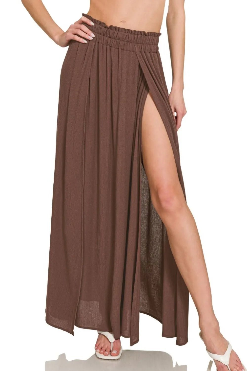 Zenana Woven Crinkle Gauze Long Skirts - JUST - JEN BOUTIQUE