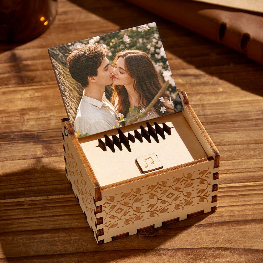 Custom Digital Music Box Any song Tune or Voice Personalized Wooden Photo Music Box with Text Anniversary Gifts - JUST - JEN BOUTIQUE
