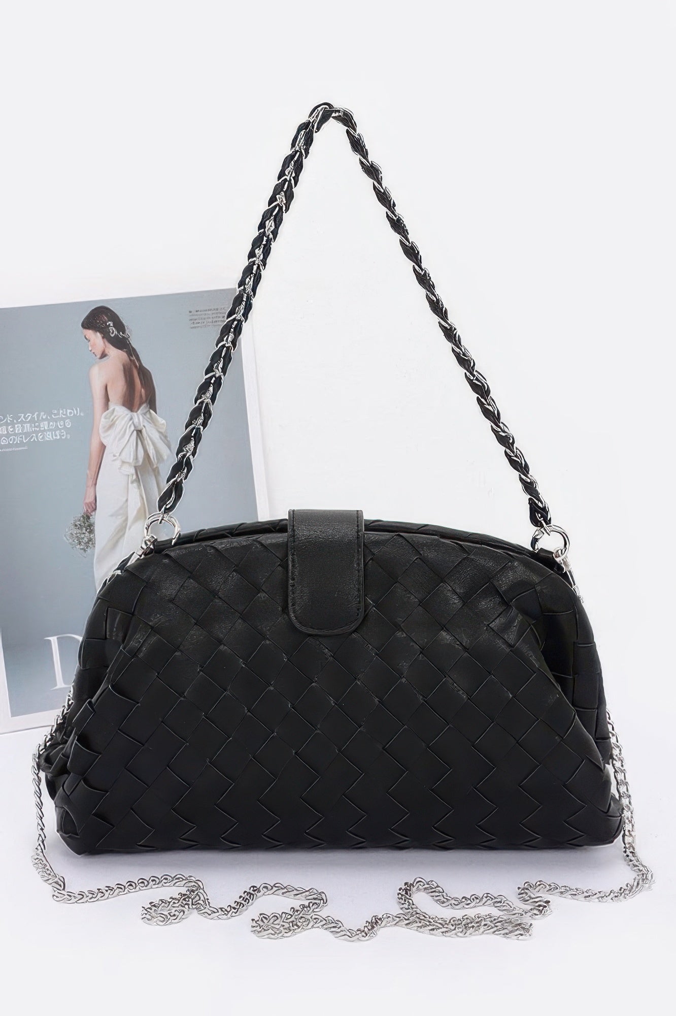 Faux Leather Braided Frame Shoulder Bag - JUST - JEN BOUTIQUE