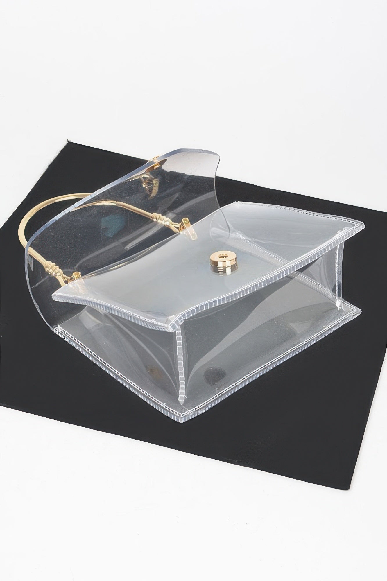 Transparent Metal Handle Flap Clutch - JUST - JEN BOUTIQUE