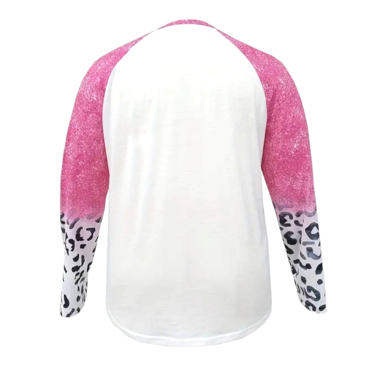 NWT Women's Plus Size Colorblock Leopard and Heart Paw Print Casual Crew Neck Top