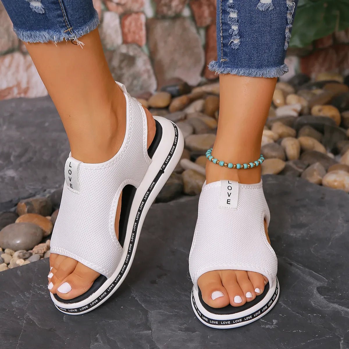 Mesh Open Toe Platform Sandals - JUST - JEN BOUTIQUE