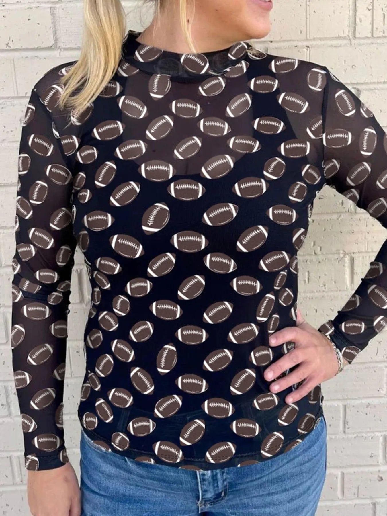 Game Day Football Print Long Sleeve T-Shirt - JUST - JEN BOUTIQUE