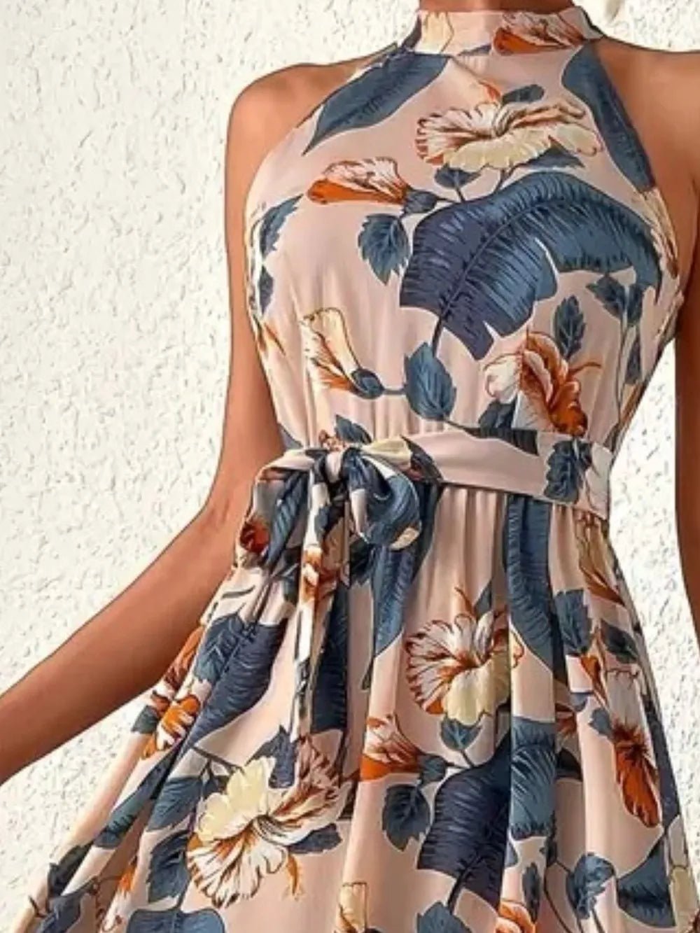 Tied Floral Sleeveless Dress - JUST - JEN BOUTIQUE