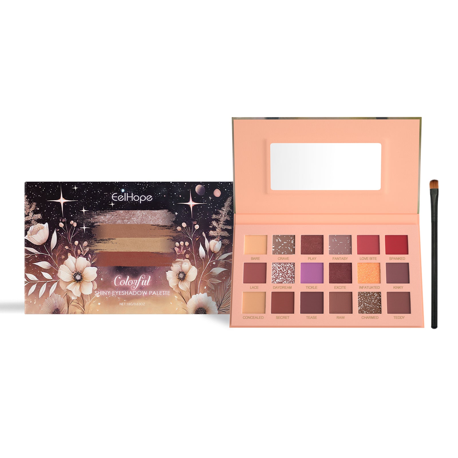 Eelhope 18-Color Eyeshadow Palette Eyeshadow Makeup Eyeshadow Multicolor Eye Palette With 18-Color Everyday Glitter