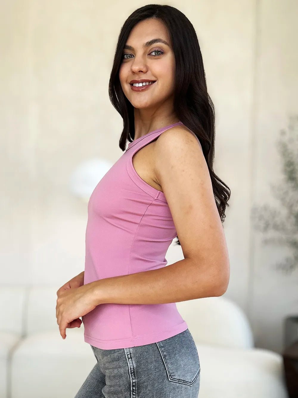 Basic Bae Full Size Round Neck Slim Tank - JUST - JEN BOUTIQUE