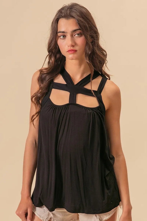 BiBi Rayon Span Jersey Cut Out with Straps Detailed - JUST - JEN BOUTIQUE