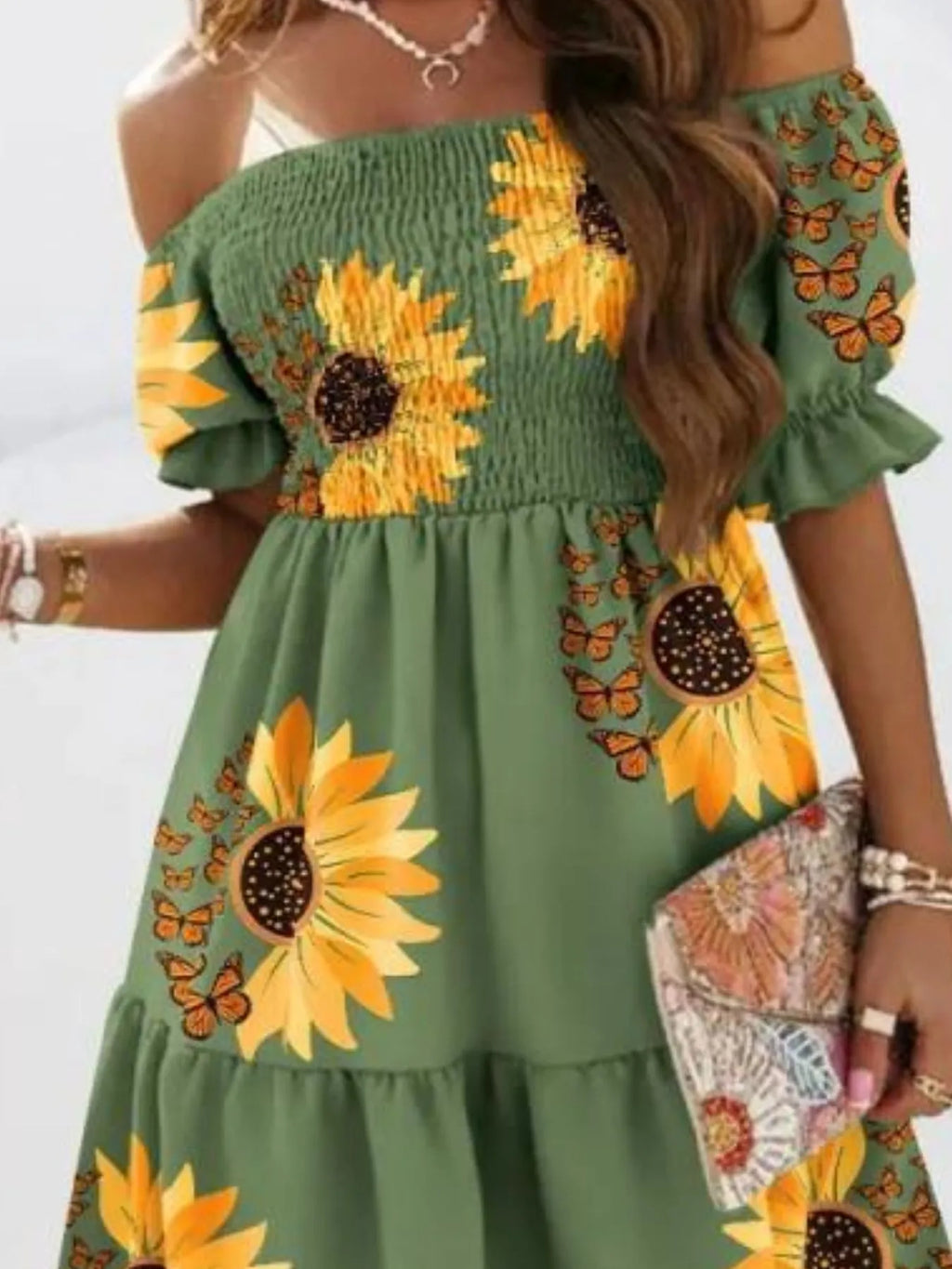Off Shoulder Smocked Summer Dress - JUST - JEN BOUTIQUE