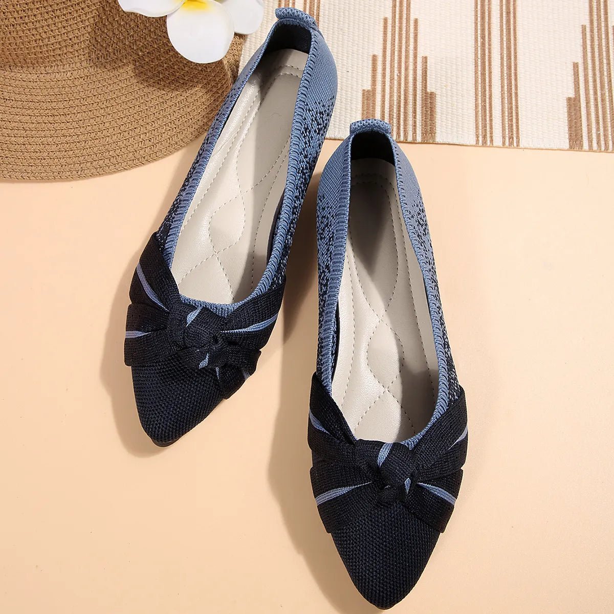 Contrast Point Toe Flats Slip - Ons - JUST - JEN BOUTIQUE