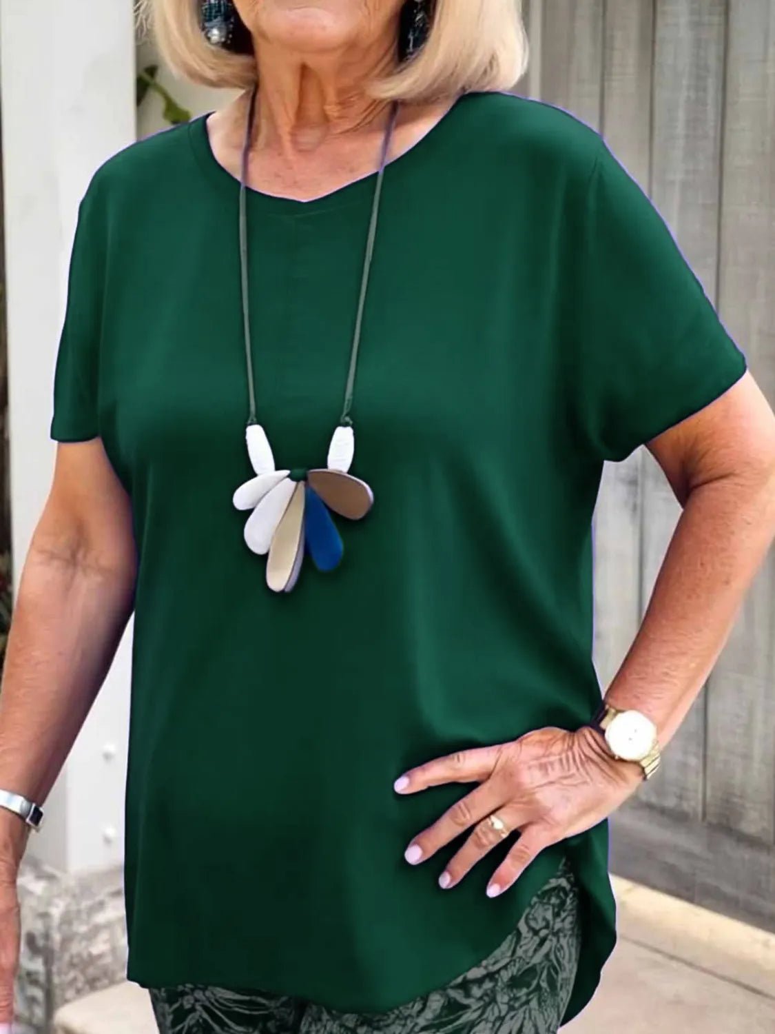 Full Size Round Neck Short Sleeve Top and Pants Set Plus Size - JUST - JEN BOUTIQUE