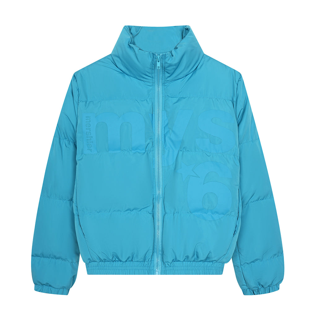 Letter print pink stand up collar bread jacket for women