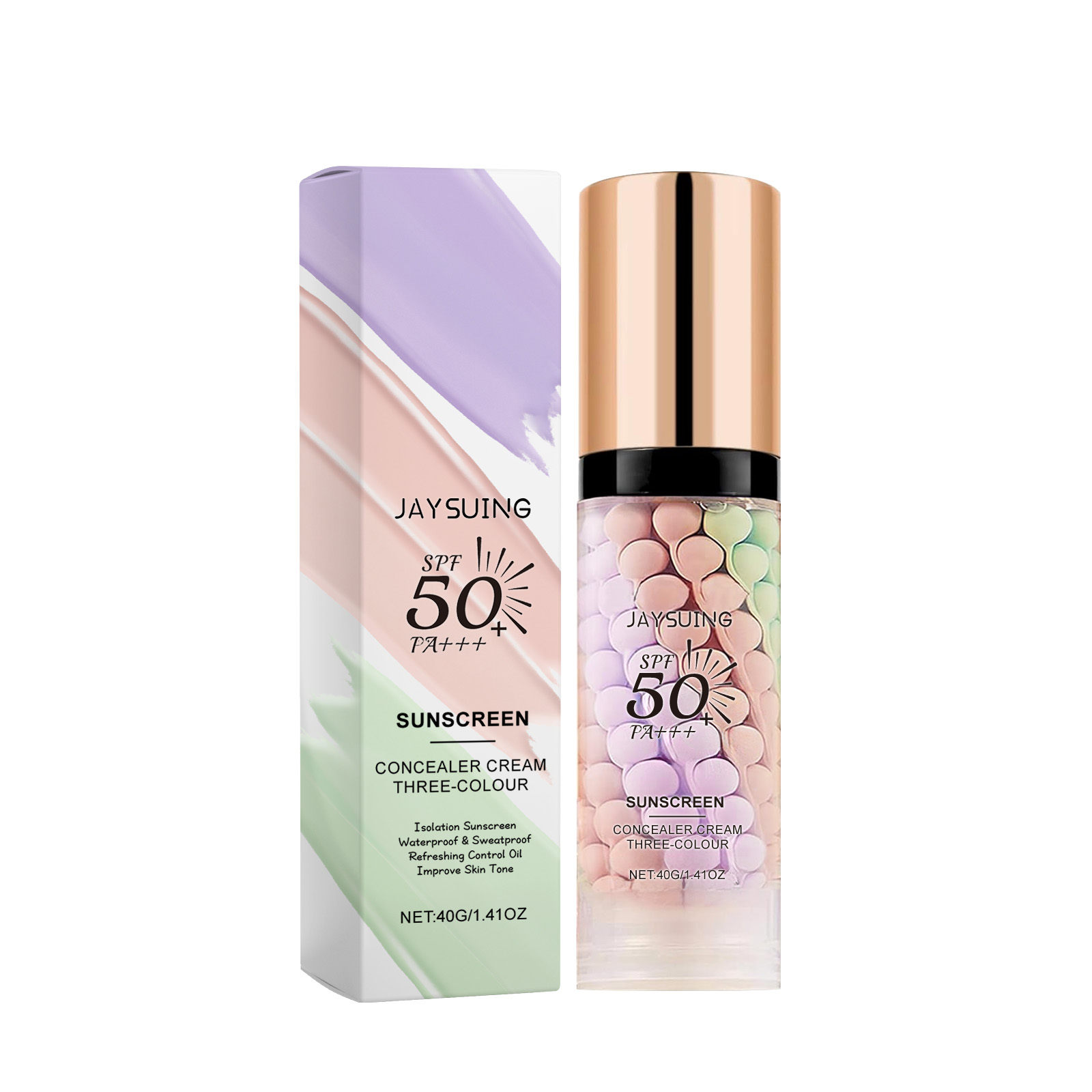 Jaysuing Three-Color Protective Primer, Concealing Primer, Skin Care, Moisturizing, Covering Blemishes, Smoothing And Maintaining Makeup