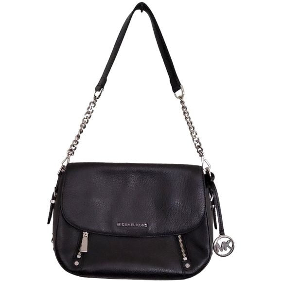 MICHAEL KORS Designer Black Pebbled Leather Bedford Legacy Shoulder Bag