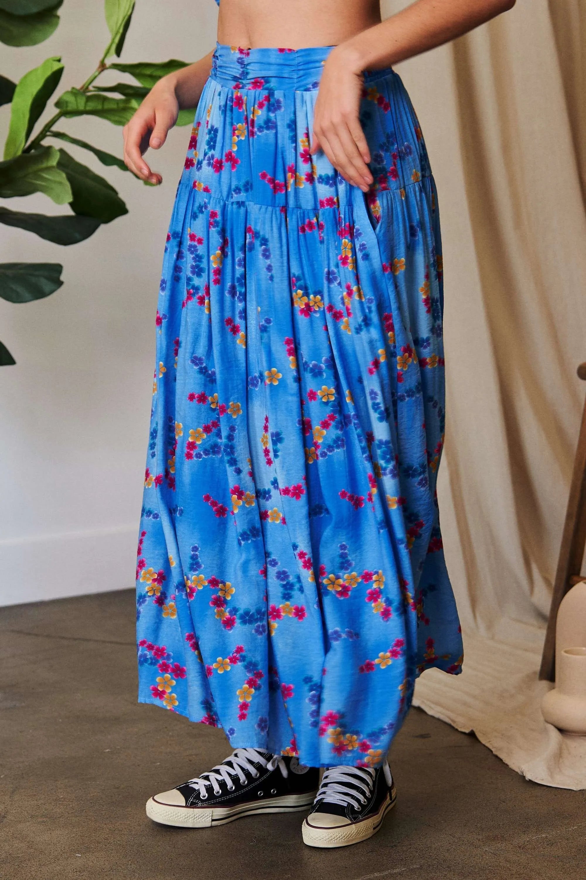 Davi & Dani Printed Smocking Waistband Ruffled Maxi Skirt - JUST - JEN BOUTIQUE