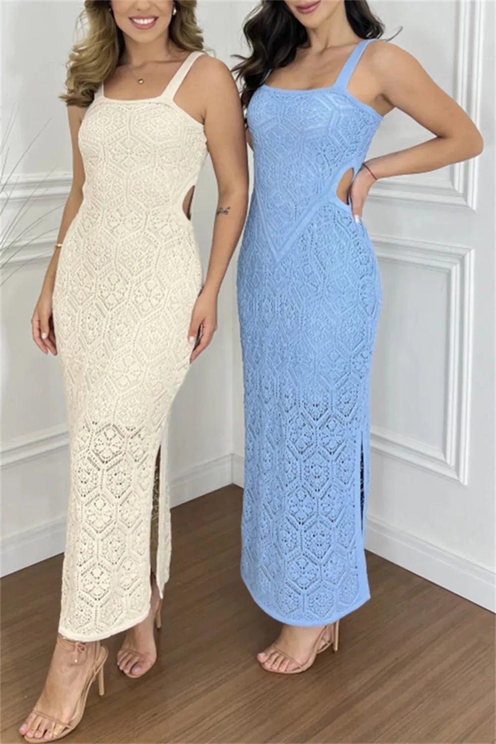 Cutout Side Slit Maxi Tank Dress - JUST - JEN BOUTIQUE