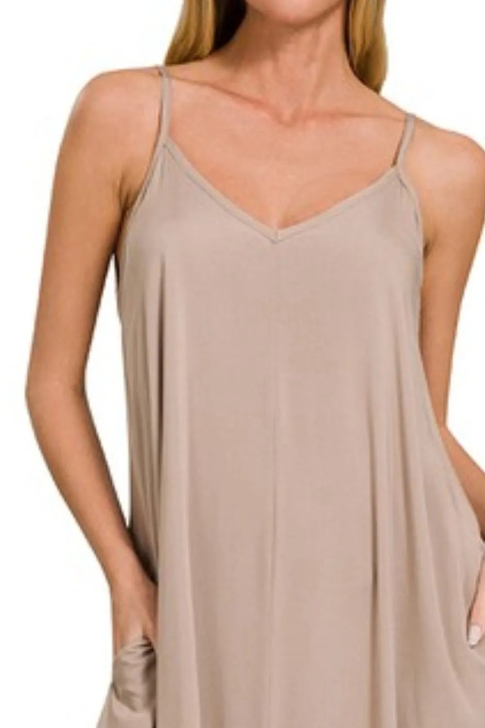 Zenana Woven Arc Hem Cami Dress With Flowy Pockets - JUST - JEN BOUTIQUE