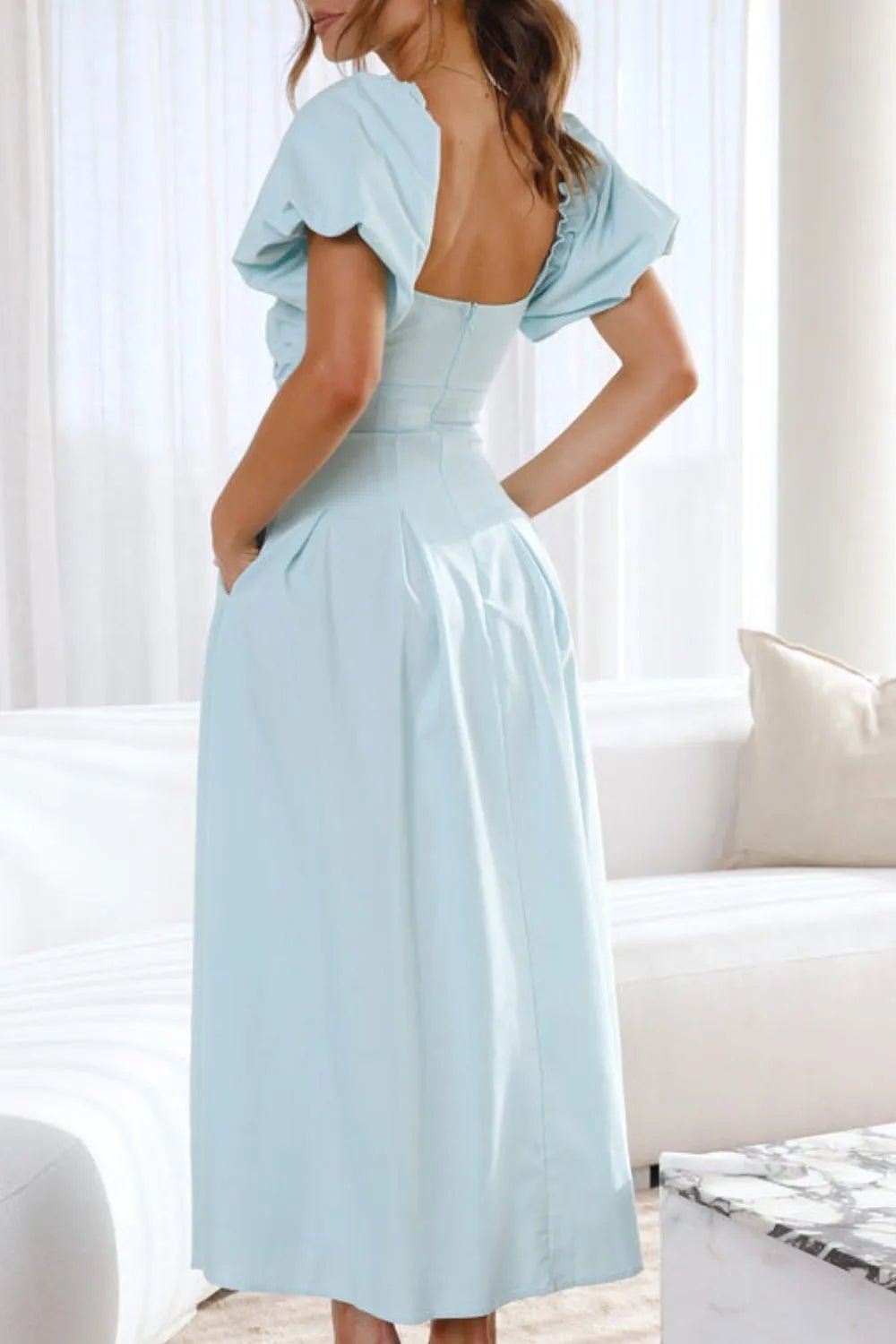 Sweetheart Neck Puff Sleeve Dress - JUST - JEN BOUTIQUE