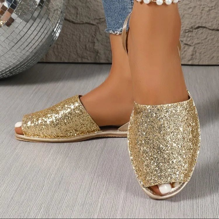 Peep Toe Flats Sandals - JUST - JEN BOUTIQUE