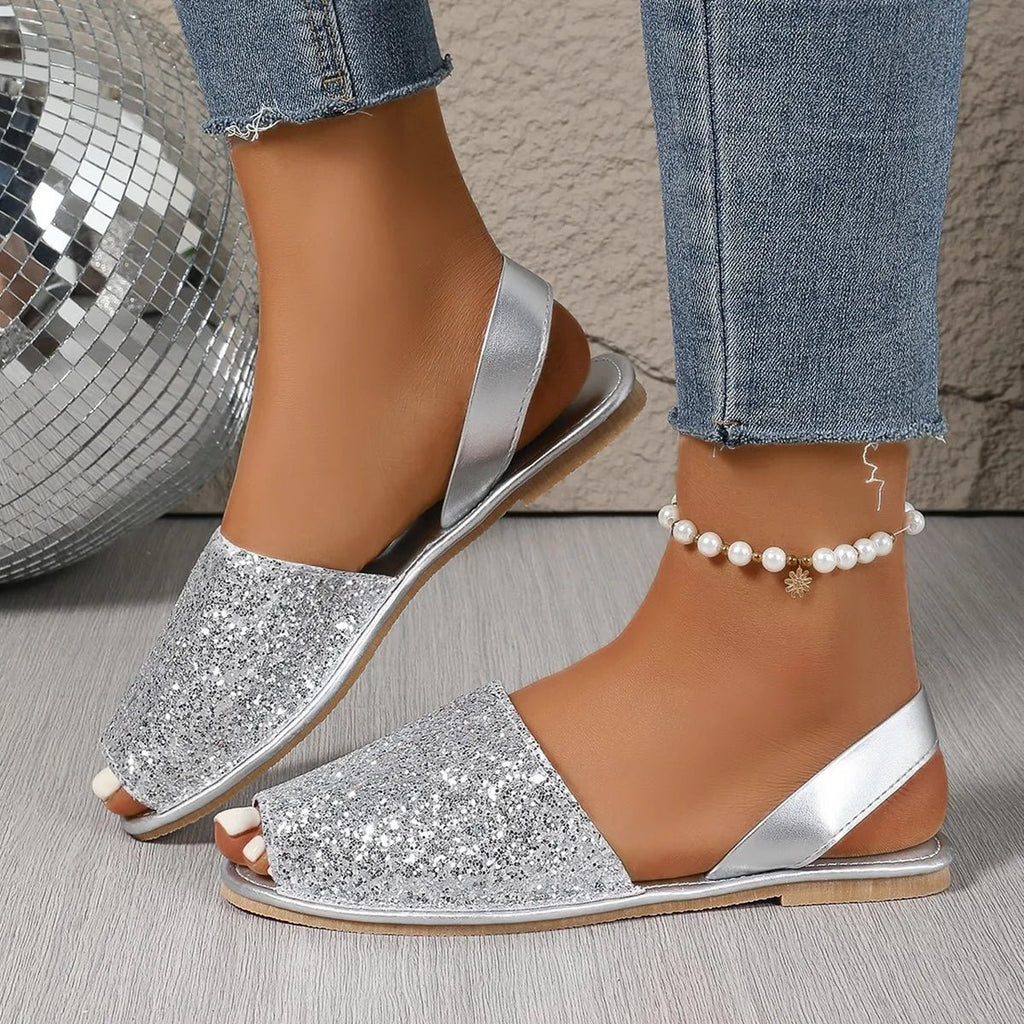 Peep Toe Flats Sandals - JUST - JEN BOUTIQUE