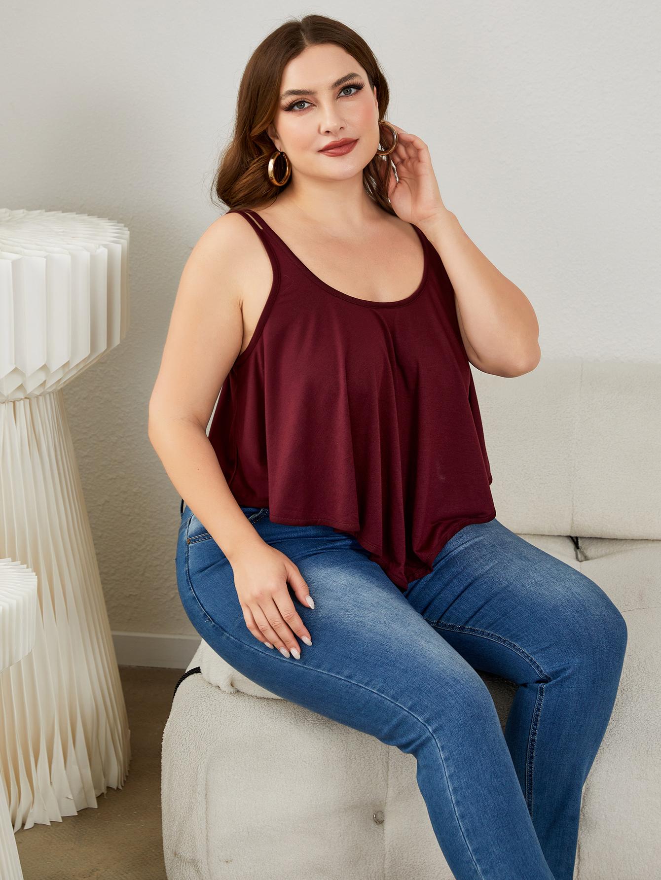 Plus Size Double - Strap Scoop Neck Cami - JUST - JEN BOUTIQUE