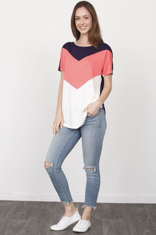 Chevron Color-Block Top