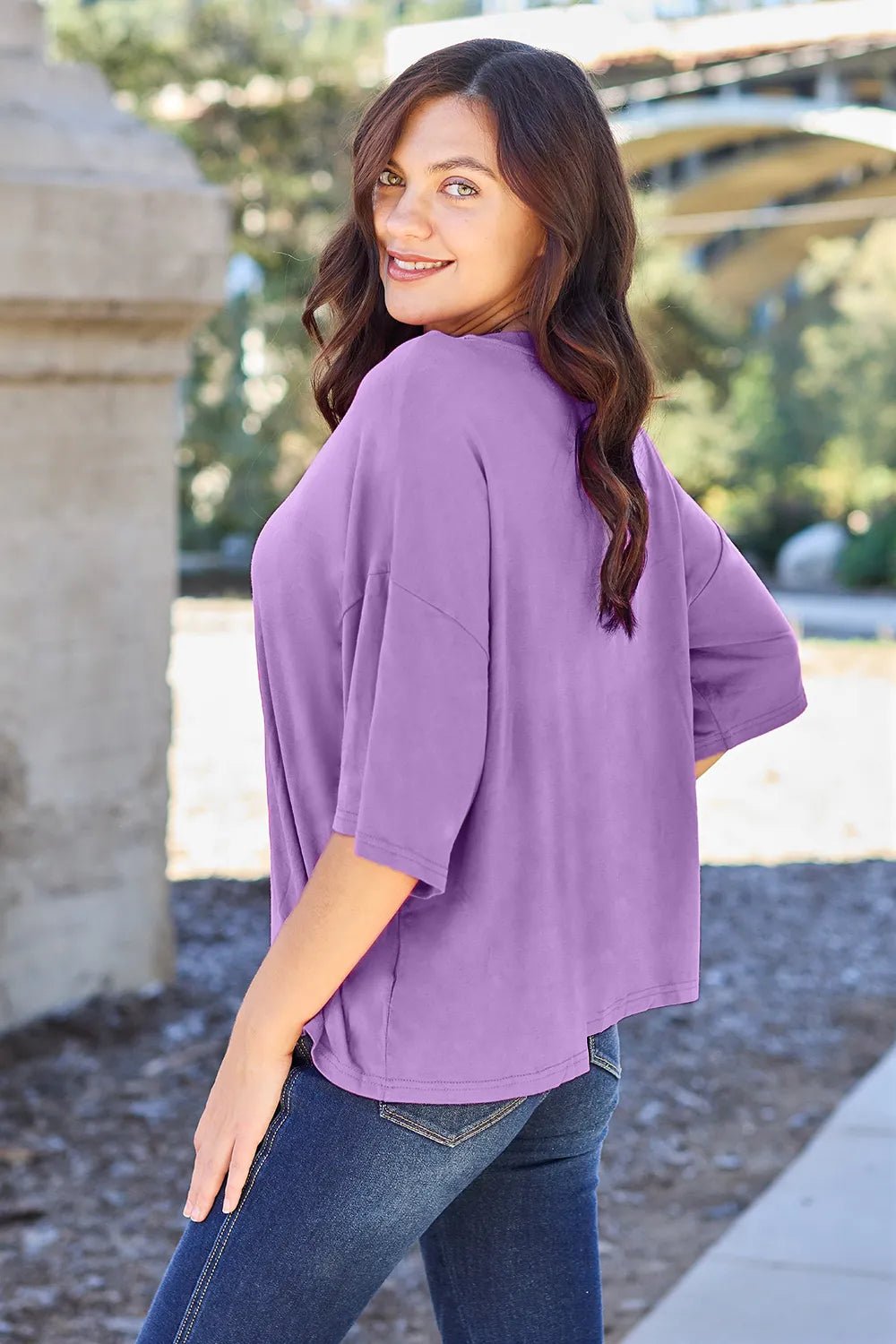 Basic Bae Bamboo Full Size Round Neck Drop Shoulder T-Shirt - JUST - JEN BOUTIQUE
