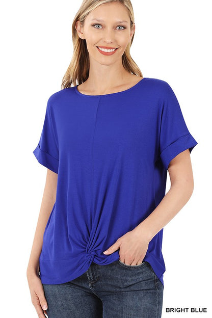 Rayon Span Crepe Knot-Front Top