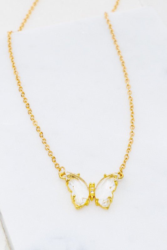 GEM STONE BUTTERFLY PENDANT NECKLACE - JUST - JEN BOUTIQUE
