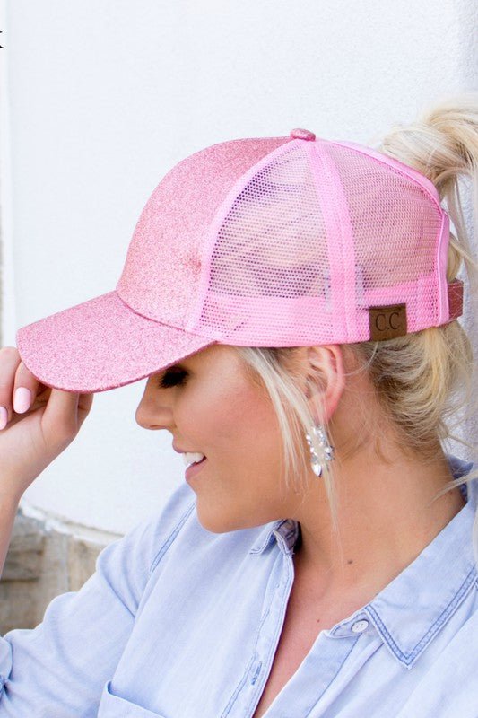 CC Glitter Messy Bun Hat Cap - JUST - JEN BOUTIQUE