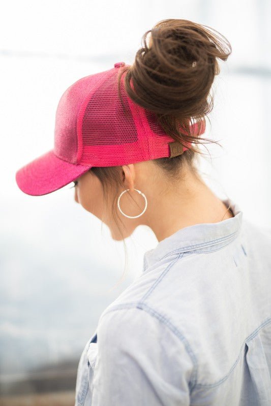 CC Glitter Messy Bun Hat Cap - JUST - JEN BOUTIQUE