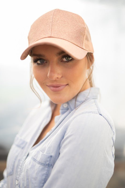 CC Glitter Messy Bun Hat Cap - JUST - JEN BOUTIQUE