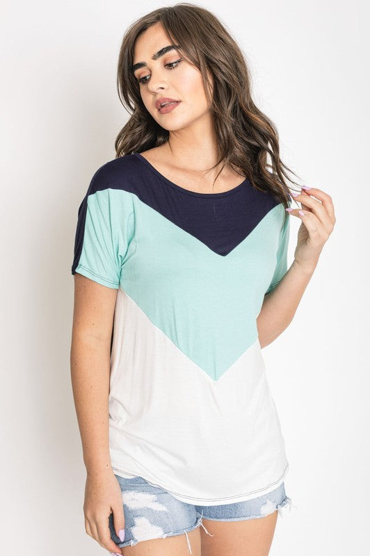 Chevron Color-Block Top