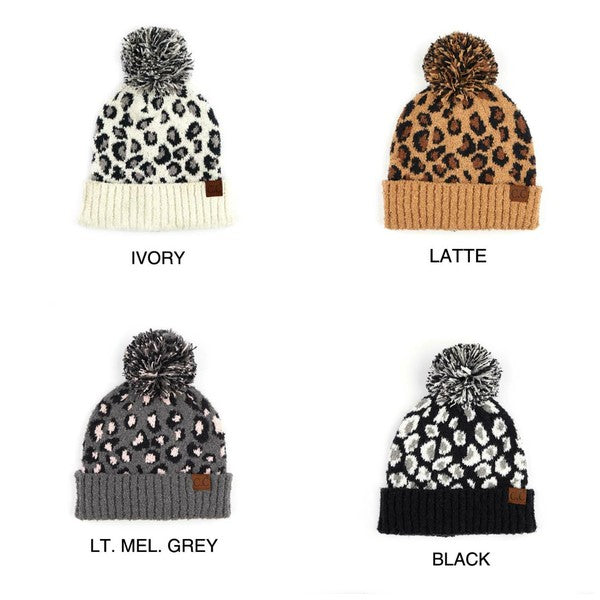 CC Leopard Pom Beanie