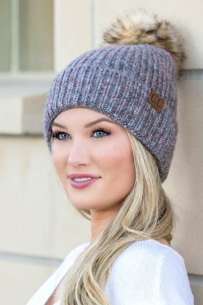 CC Cozy Marled Pom Beanie