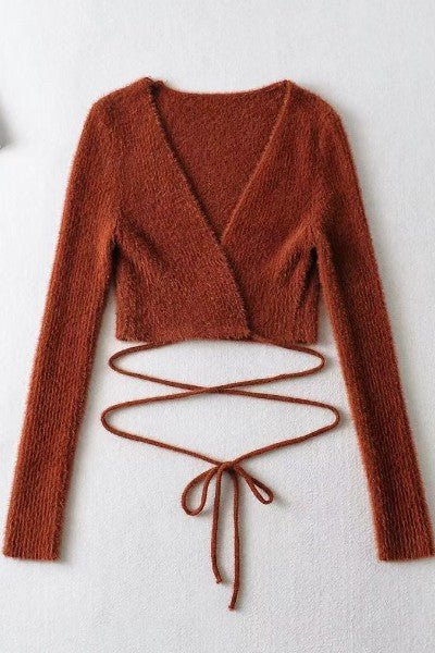 Fuzzy crop top sweater - JUST - JEN BOUTIQUE