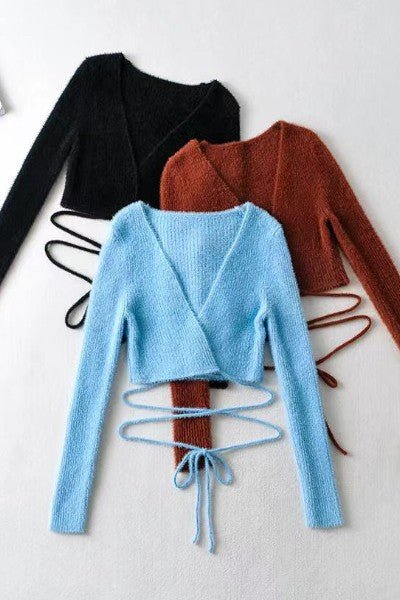 Fuzzy crop top sweater - JUST - JEN BOUTIQUE