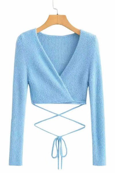 Fuzzy crop top sweater - JUST - JEN BOUTIQUE