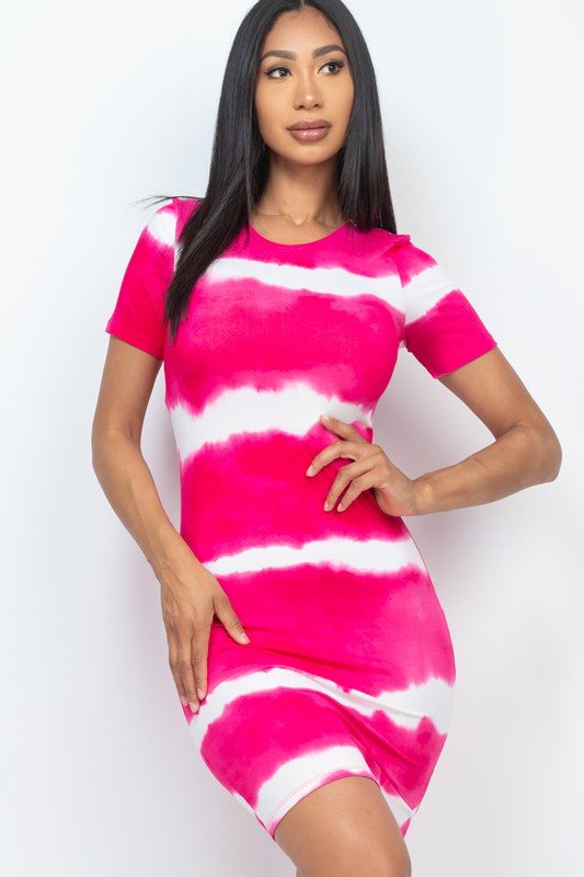 Stripe Tie - Dye Printed Midi Dress - JUST - JEN BOUTIQUE