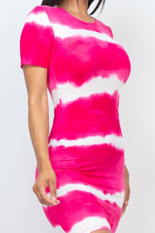 Stripe Tie - Dye Printed Midi Dress - JUST - JEN BOUTIQUE