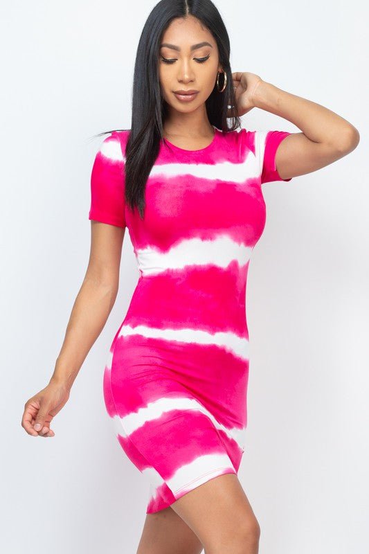Stripe Tie - Dye Printed Midi Dress - JUST - JEN BOUTIQUE