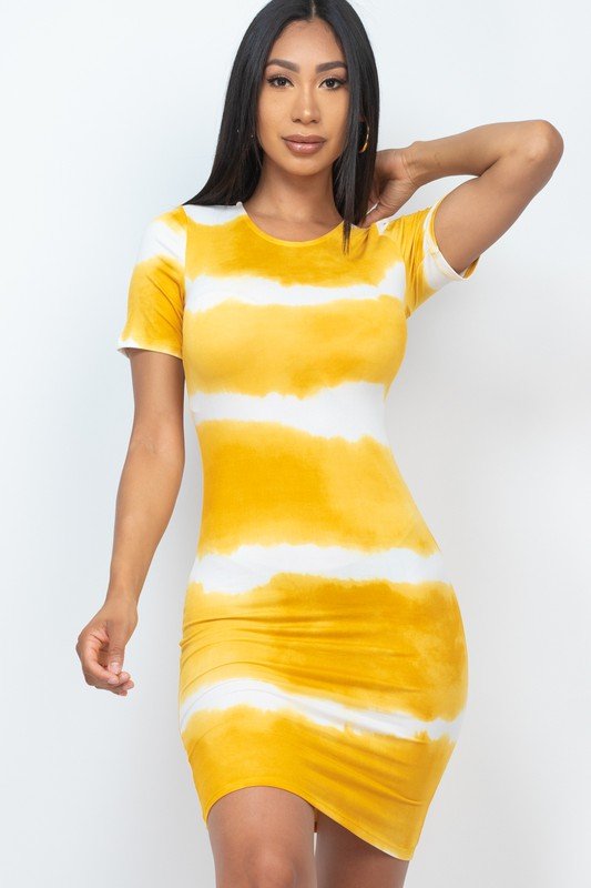 Stripe Tie - Dye Printed Midi Dress - JUST - JEN BOUTIQUE