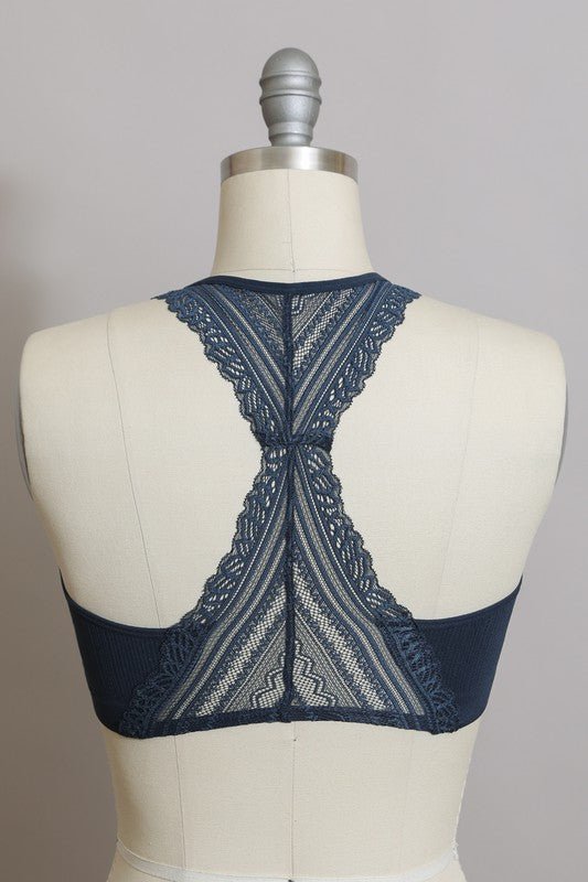 Seamless Front Lace Racerback Bralette - JUST - JEN BOUTIQUE