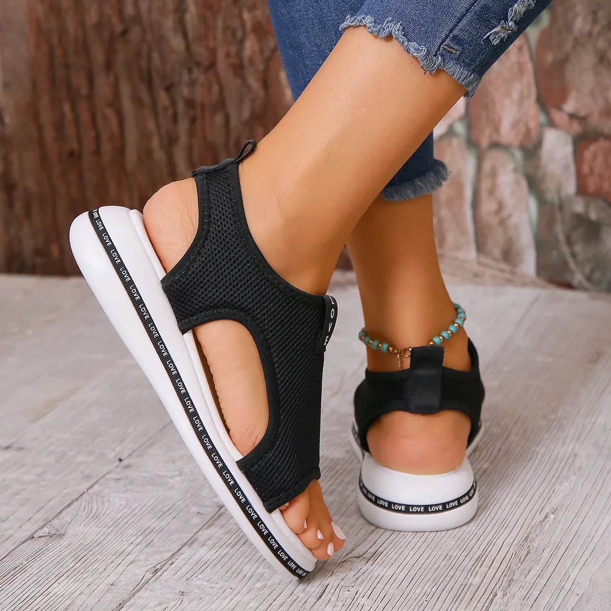 Mesh Open Toe Platform Sandals - JUST - JEN BOUTIQUE