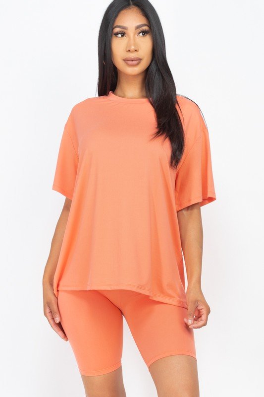 Loose Fit Top oversize shirts & Bike Shorts Set - JUST - JEN BOUTIQUE