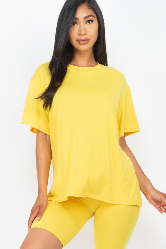 Loose Fit Top oversize shirts & Bike Shorts Set - JUST - JEN BOUTIQUE