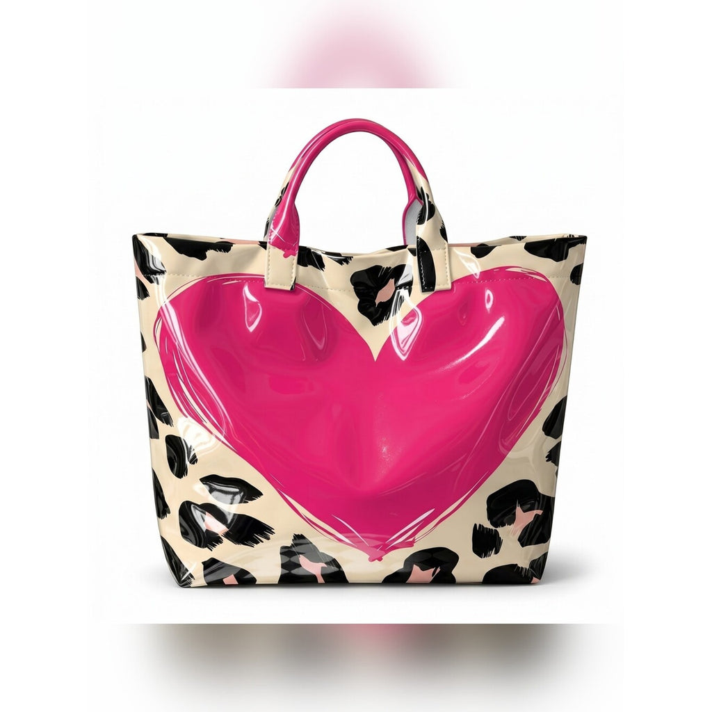 Heart Leopard Print Stylish Tote Bag