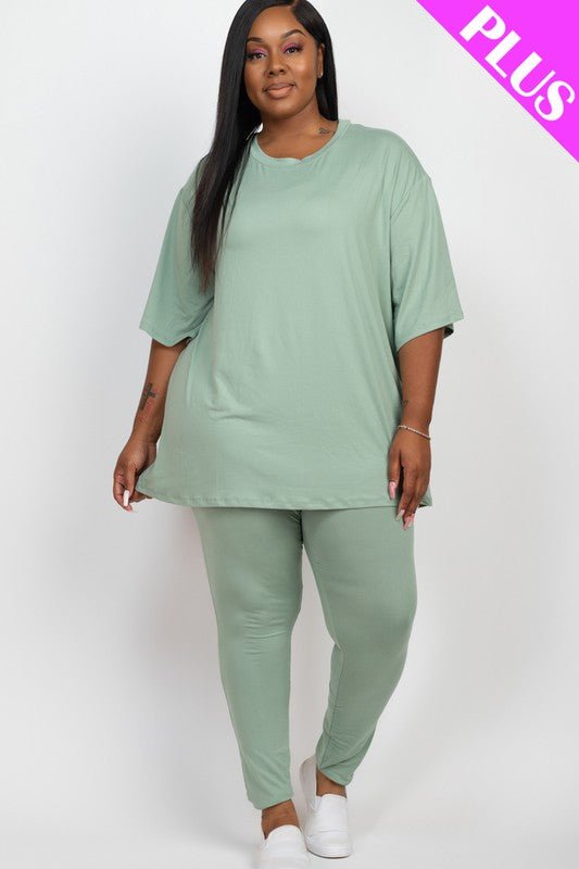 Plus Size Oversize shirt & Leggings Set - JUST - JEN BOUTIQUE